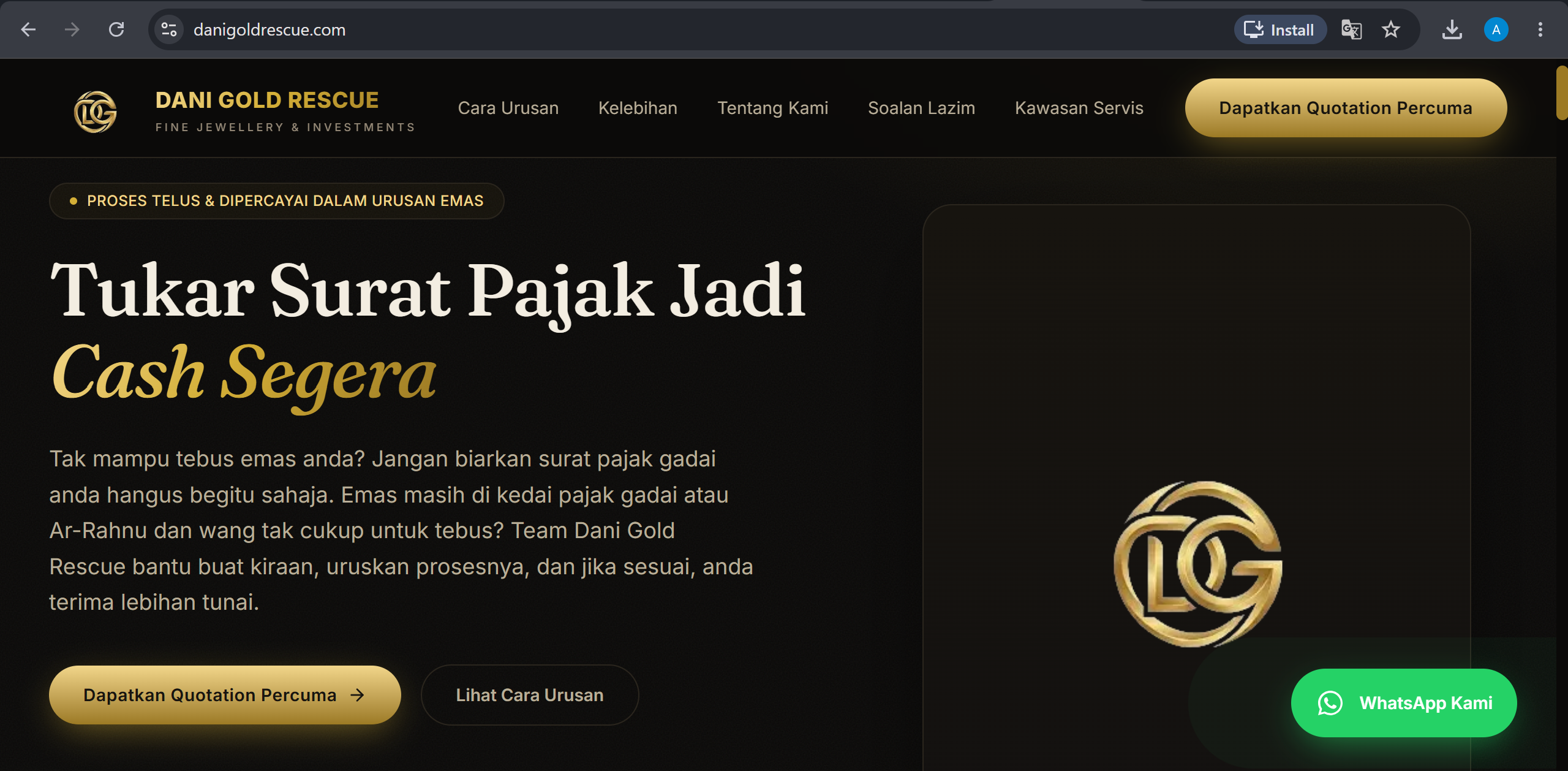 Dani Gold Rescue landing page